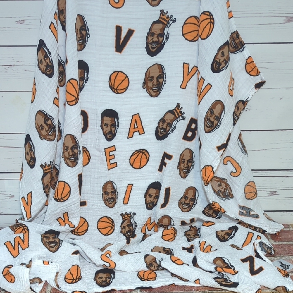 Little Homie Baby Ball Before You Crawl Basketball Muslin Swaddle Blanket Cotton - Picture 14 of 16